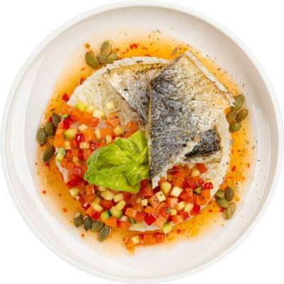 Дорадо с рисом Басмати и сладким перцем чили