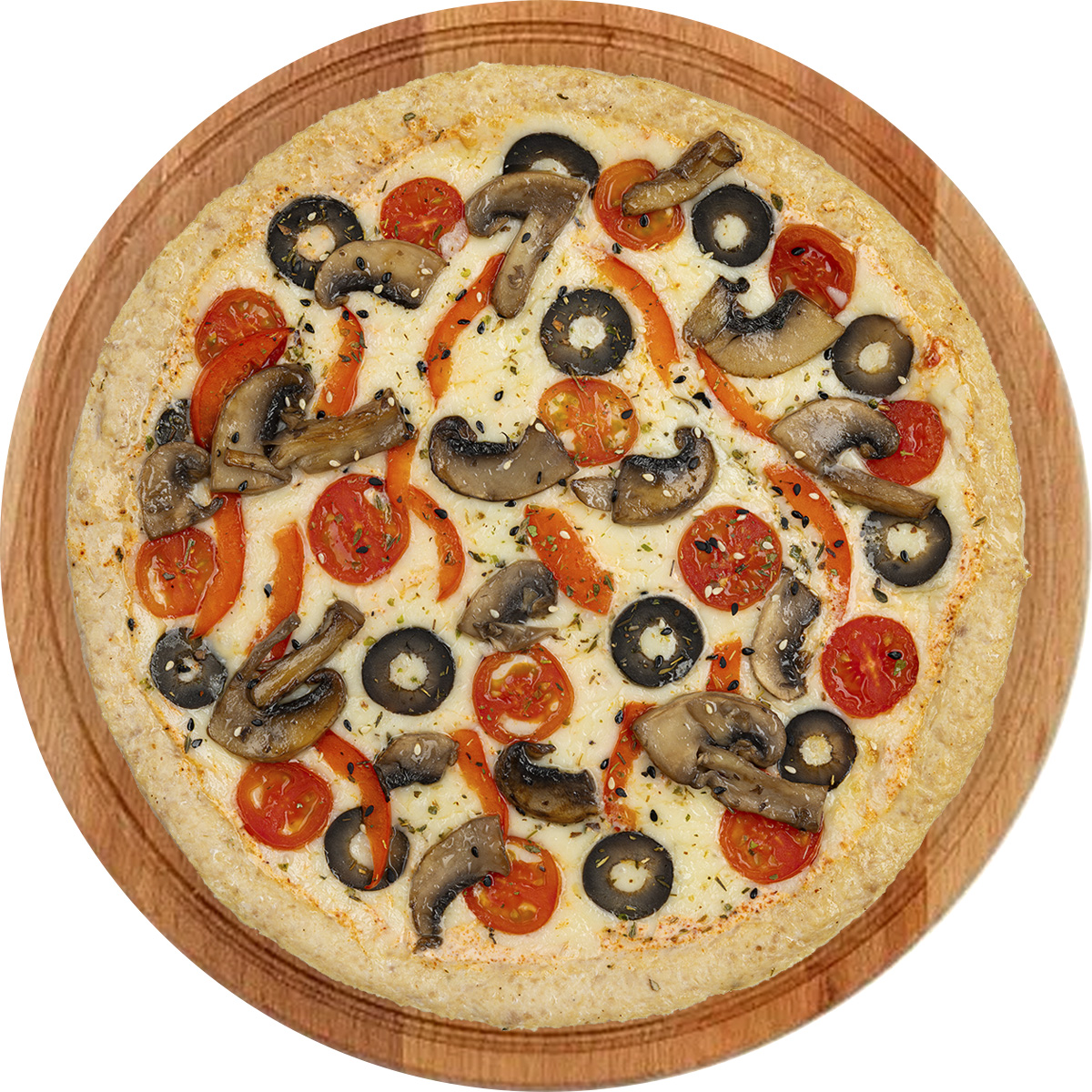 Пицца на курином тесте с сыром и грибами (диаметр 26 см)